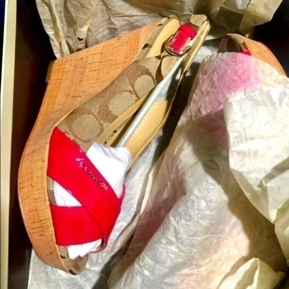 NWT Coach Platform Sandal Wedge Heels
